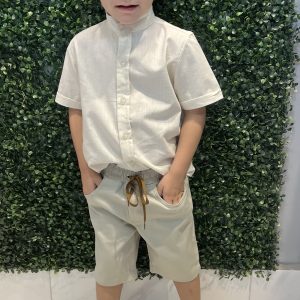 Camisa Gola padre cor crua